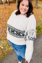 Load image into Gallery viewer, Ready For Anything Taupe &amp; Black Tassel Aztec Sweater