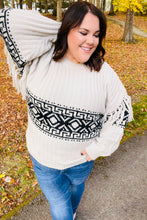 Load image into Gallery viewer, Ready For Anything Taupe &amp; Black Tassel Aztec Sweater