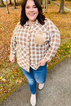 Load image into Gallery viewer, Eyes On You Taupe Plaid Velvet Pocket Button Down Top
