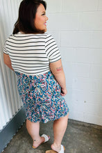 Load image into Gallery viewer, Dark Teal Two-Fer Stripe &amp; Floral Color Block Dress