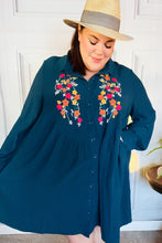 Load image into Gallery viewer, Just Imagine Navy Floral Embroidered Button Down Long Sleeve Dress