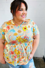 Load image into Gallery viewer, Peach &amp; Aqua Floral Babydoll Top