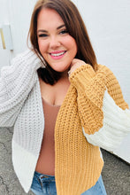 Load image into Gallery viewer, Face The Day Camel Color Block Chunky Knit Cardigan