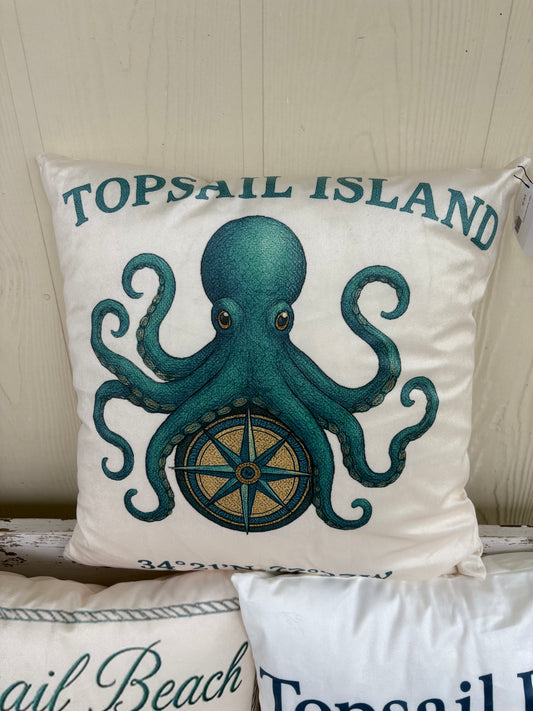 Topsail Island Octopus Pillow