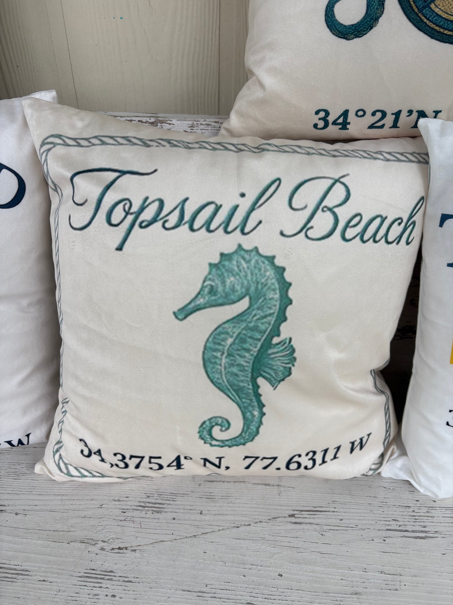 Topsail Island Seahorse Pillow
