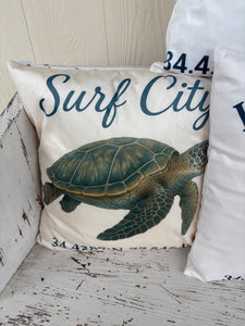 Surf City Turtle Pillow