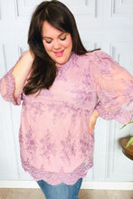 Load image into Gallery viewer, Crazy For You Mauve Lace Embroidered V Neck Top