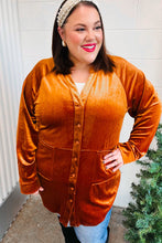 Load image into Gallery viewer, Dazzling Rust Velvet Button Down Tunic Top