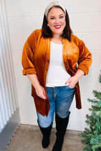Load image into Gallery viewer, Dazzling Rust Velvet Button Down Tunic Top