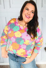 Load image into Gallery viewer, Easy To Love Fuchsia Floral Two Tone Knit Vintage Top