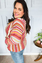 Load image into Gallery viewer, Be Bold Coral &amp; Sienna Stripe Pullover Notched Neck Hoodie