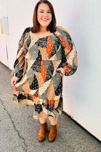 Load image into Gallery viewer, Feeling Bold Taupe &amp; Chocolate Boho Patchwork Midi Dress