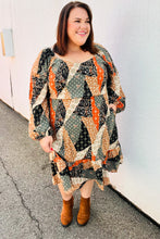 Load image into Gallery viewer, Feeling Bold Taupe &amp; Chocolate Boho Patchwork Midi Dress