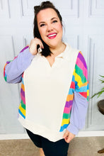 Load image into Gallery viewer, Feeling Bold Lilac Multicolor Stripe Collared V Neck Pullover