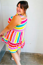 Load image into Gallery viewer, Multicolor Stripe Shoulder Tie Knot Ruffle Hem Dress
