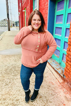 Load image into Gallery viewer, Cozy Up Rust Princess Line Out Seam Button Down Hoodie