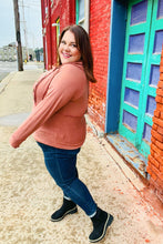 Load image into Gallery viewer, Cozy Up Rust Princess Line Out Seam Button Down Hoodie
