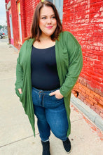 Load image into Gallery viewer, Over The Moon Olive Hacci Midi Open Cardigan