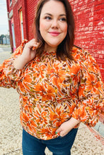 Load image into Gallery viewer, All The Joy Burnt Orange Watercolor Floral Frill Neck Top