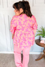 Load image into Gallery viewer, Making Moves Peach &amp; Pink Floral Peplum Woven Top