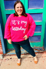 Load image into Gallery viewer, Pretty in Pink Embroidery &quot;It&#39;s My Birthday&quot; Chunky Knit Top