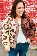 Load image into Gallery viewer, Taupe &amp; Sepia Leopard Print Color Block Cardigan