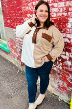 Load image into Gallery viewer, Fun Days Ahead Sepia Ivory/Taupe Color Block Button Down Pullover