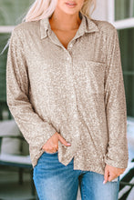 Load image into Gallery viewer, Apricot Sequin Collar Shirt