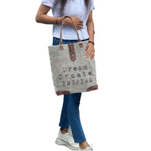 Load image into Gallery viewer, Dream Create Inspire Up-Cycled Canvas Tote