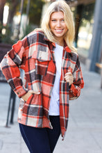 Load image into Gallery viewer, On My Way Up Rust Plaid Flannel Button Down Shacket