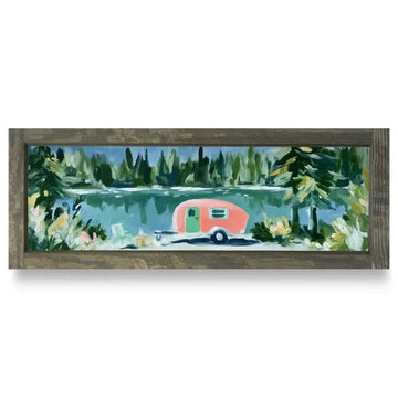 Vintage Camper By The Lake Skinny Artwork