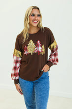 Load image into Gallery viewer, Brown Plaid Christmas Tree Sweatshirt