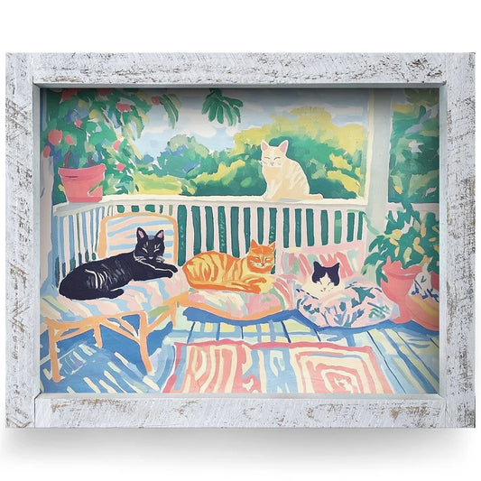 Cute Porch Cats Artwork - HORIZONTAL