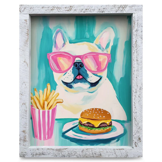 French Bulldog Burger Artwork - VERTICAL