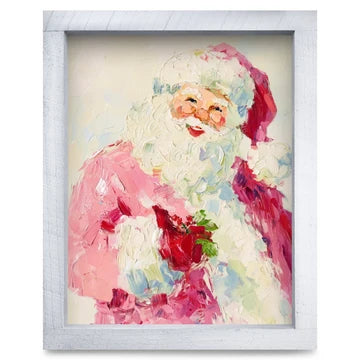 Pink Santa with Holly Artwork