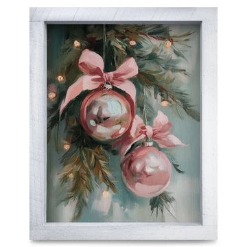 Cute Pink Christmas Bulbs Artwork