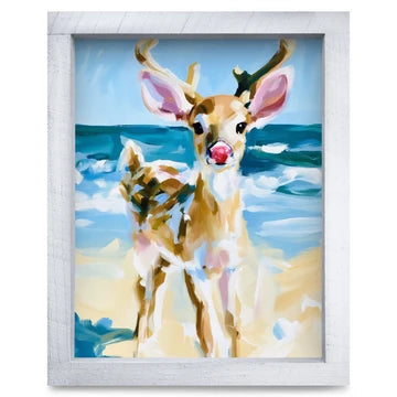 Red Nosed Beach Reindeer Artwork
