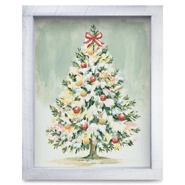 Flocked Vintage Christmas Tree Artwork