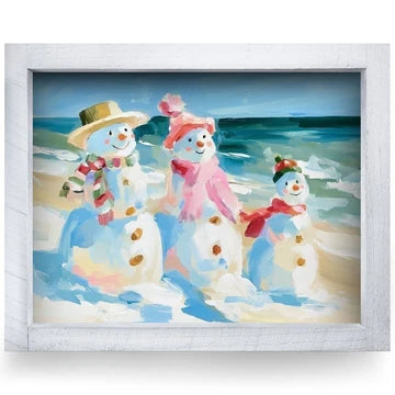 Snowman Family Beach Day Artwork