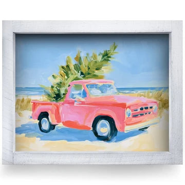Pink Truck Christmas Tree Artwork