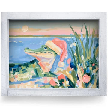Santa Hat Coastal Gator Artwork