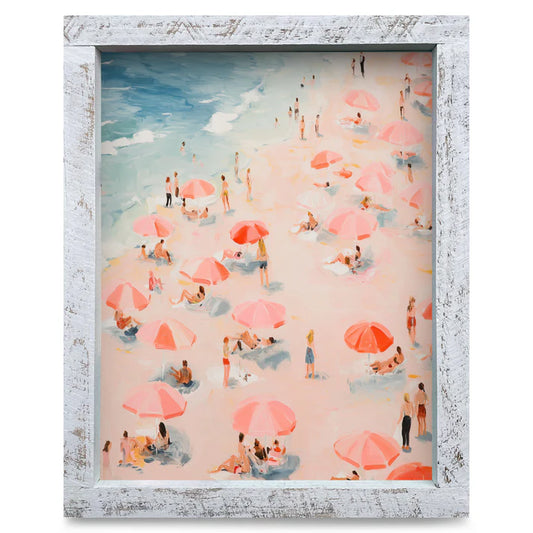 Peachy Beach Umbrellas Artwork - VERTICAL
