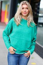 Load image into Gallery viewer, Chic Pursuits Kelly Green Chenille Raw Seam Mock Neck Sweater