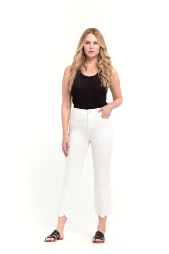 SCALLOPED CROP JEAN IN WHITE