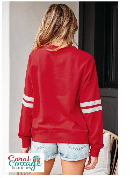Red Striped Varsity Oversized T-Shirt