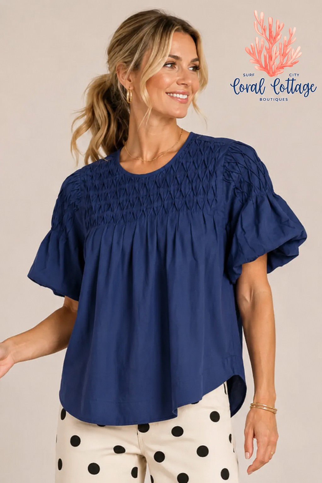 Puff Sleeve Smocked Blouse