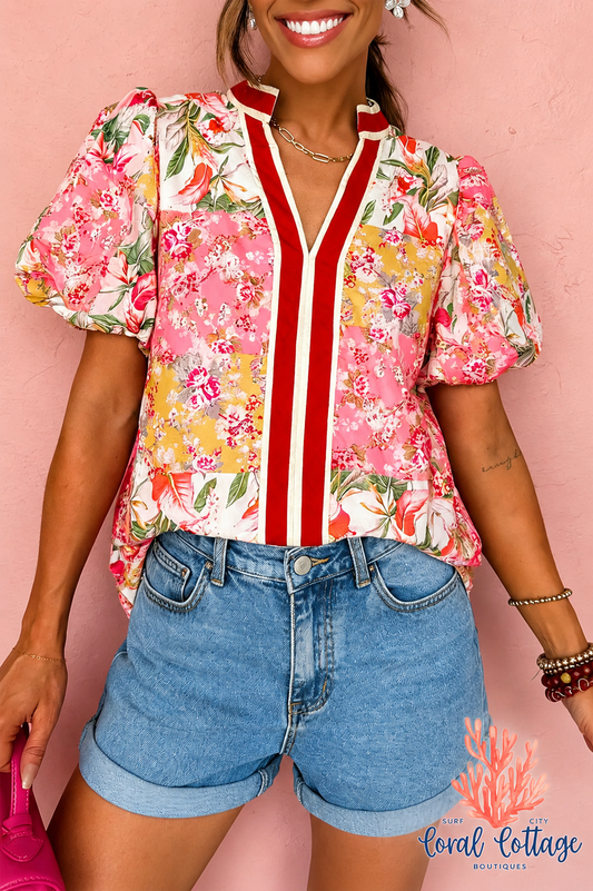 Collared V-Neck Blouse