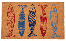 Load image into Gallery viewer, Blue &amp; Red Sardine Coir Doormat