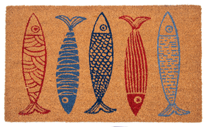 Blue & Red Sardine Coir Doormat