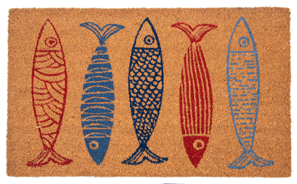 Blue & Red Sardine Coir Doormat